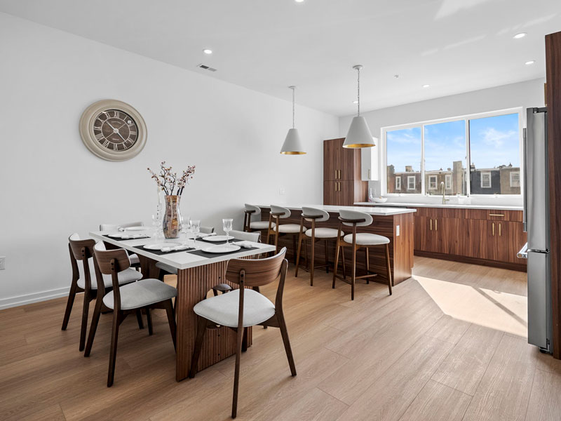 a nice dining room and kitchenette